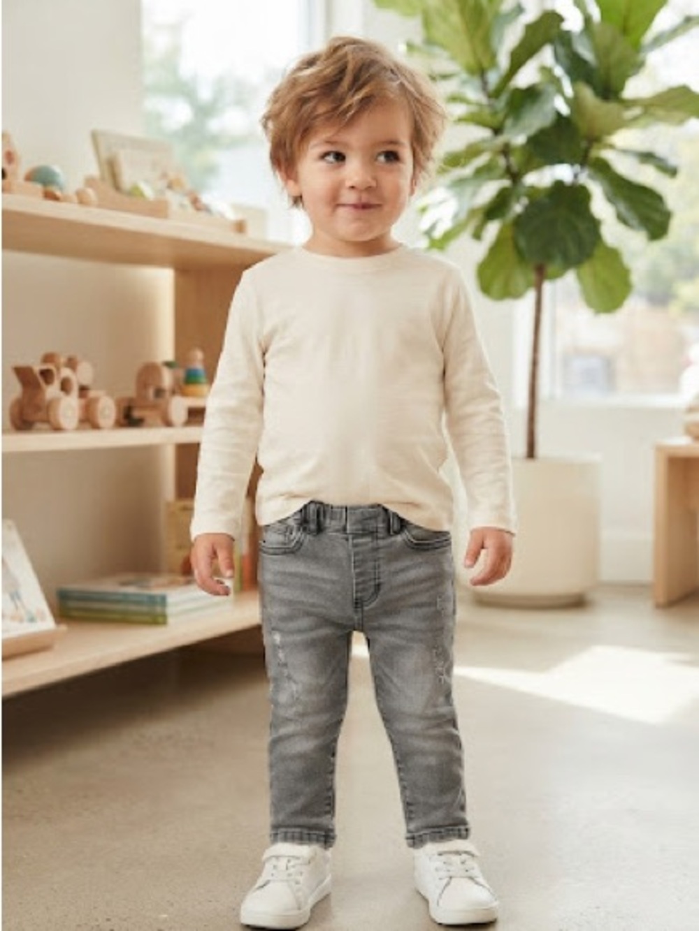 Kids Long-Sleeve Cream Tee - Toddler Top